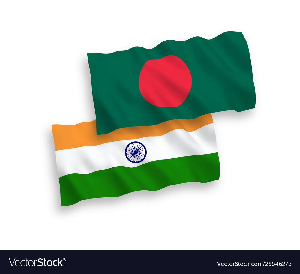 India and Bangladesh Flags on White
