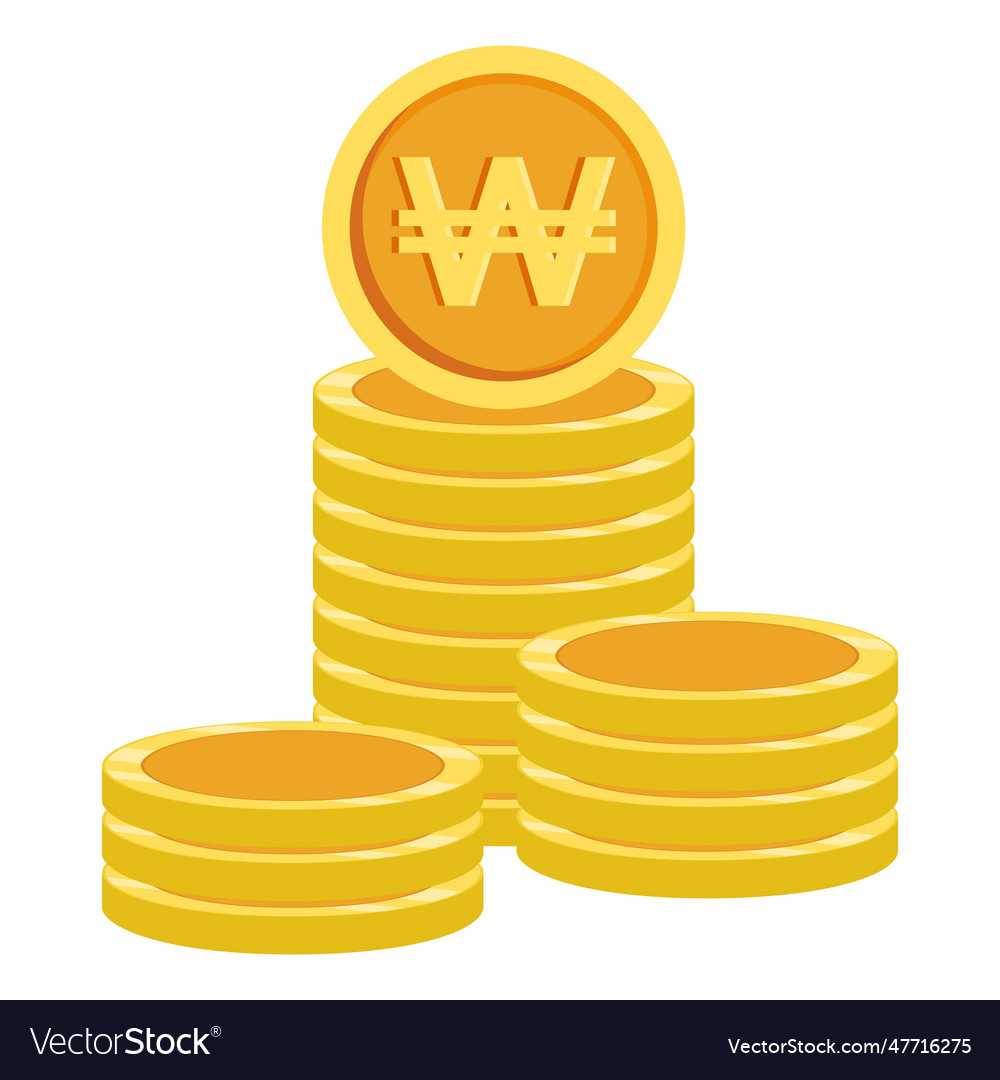 Isolated empty golden won coin stack