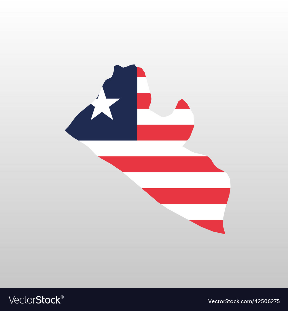 Liberia National Flag In Country Map Silhouette Vector Image