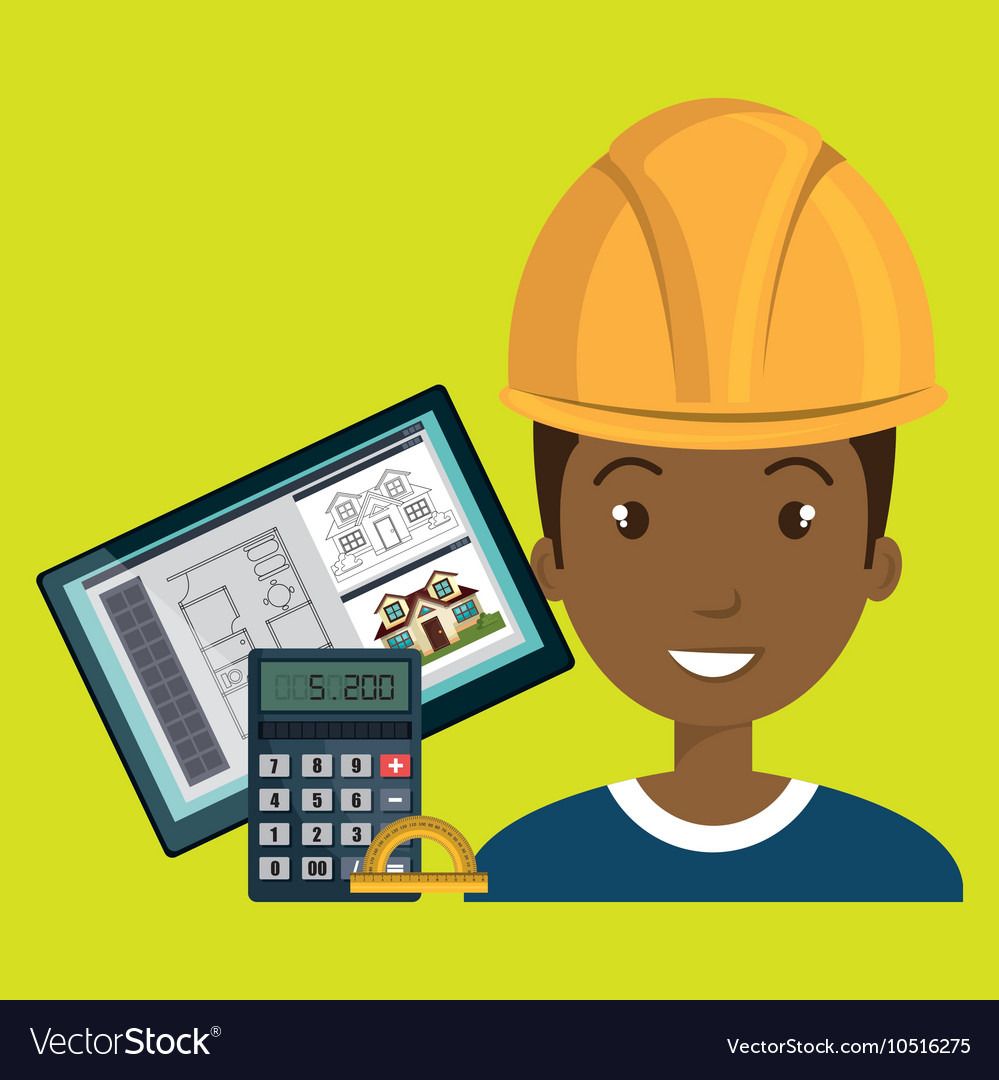 Man architect protractor calculator