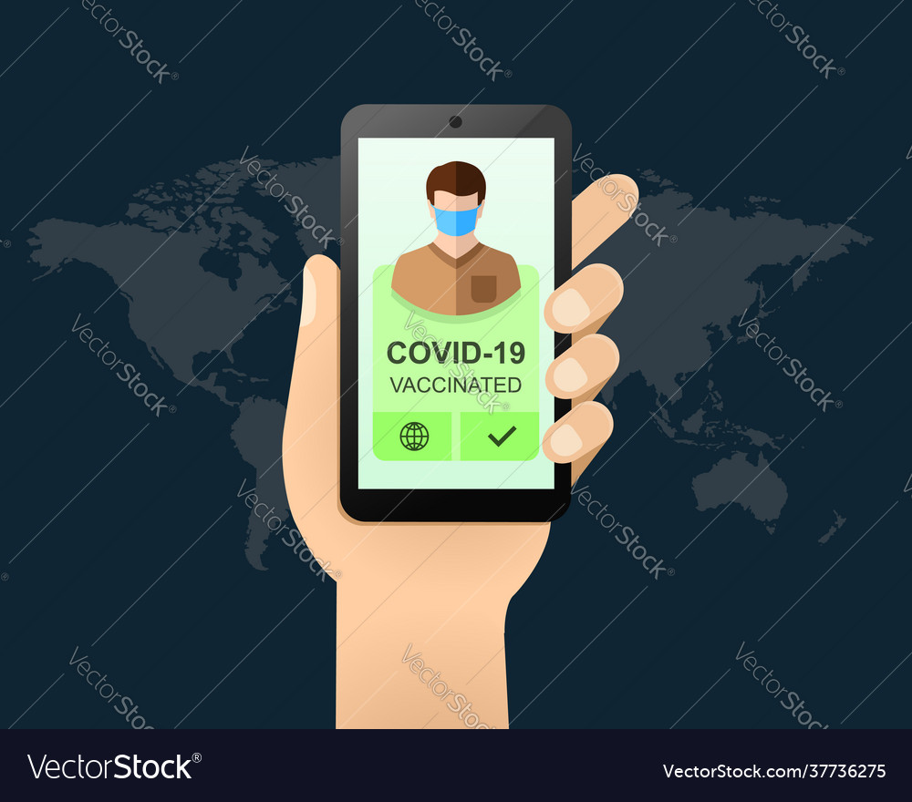 Handy-Display und Impfung Pass