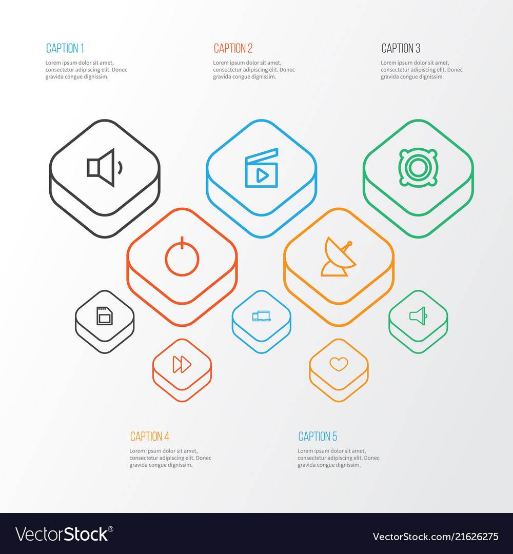 Music icons line style set with fast forward vector image Music icons line style set with fast forward