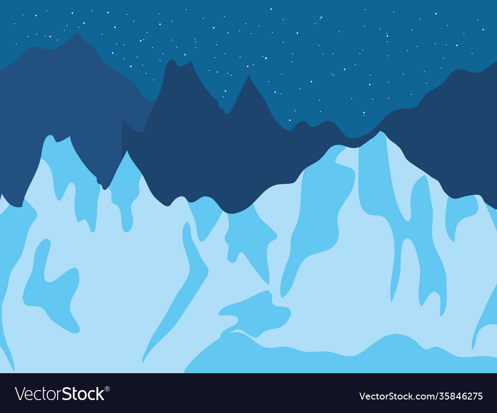 Nacht Winterlandschaft mit verschneiten Bergen