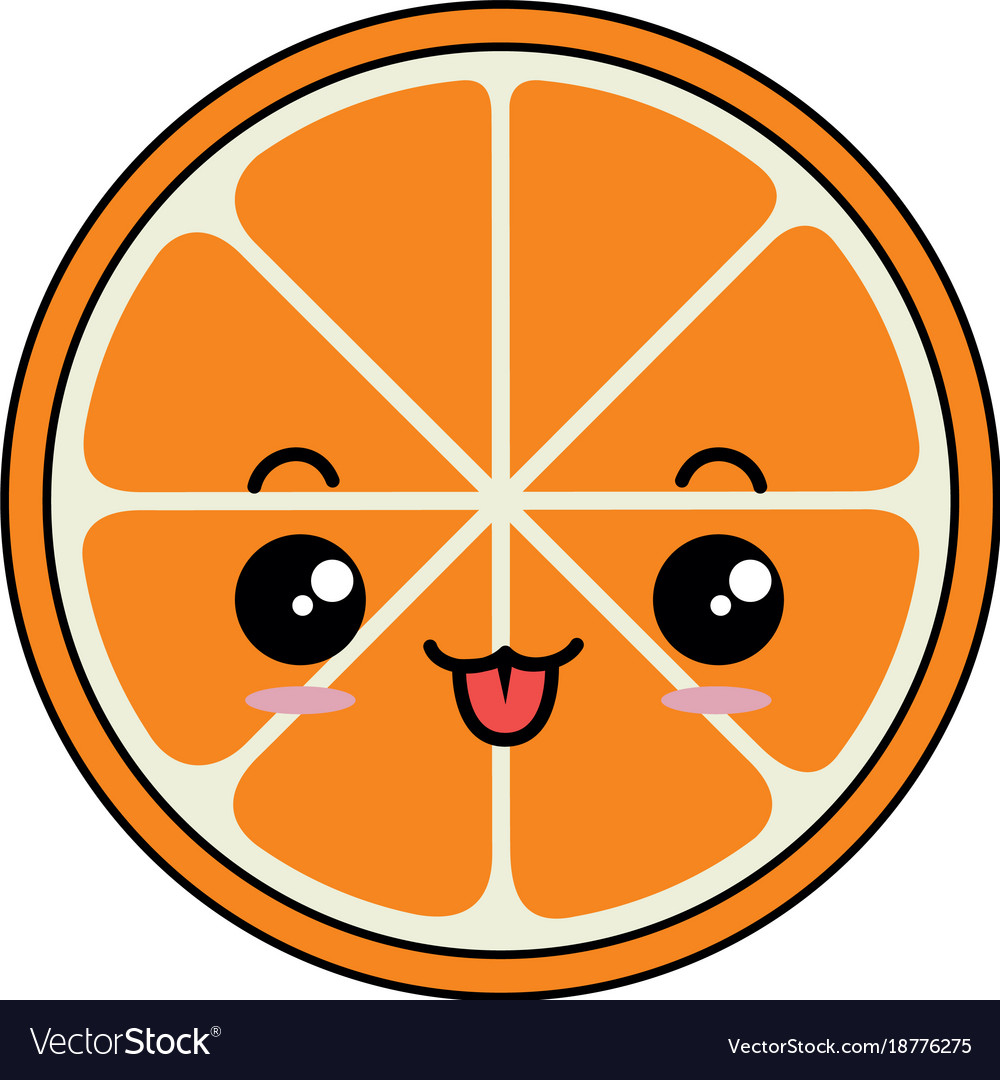 Orange sliced kawaii character Royalty Free Vector Image