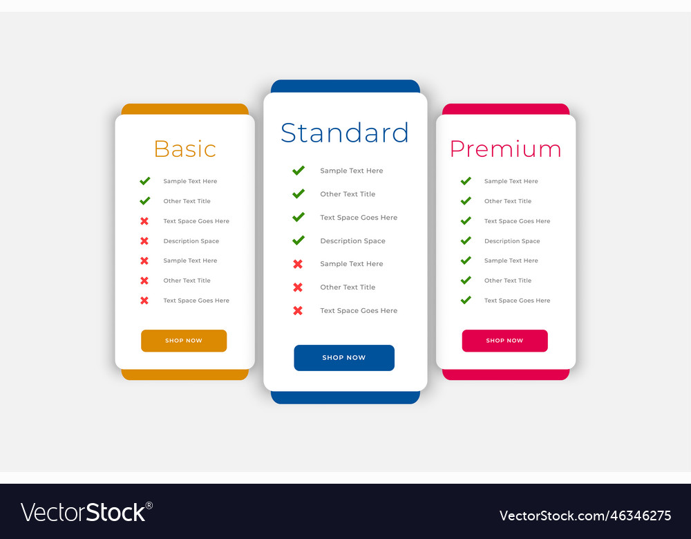 Plans and pricing table business web template