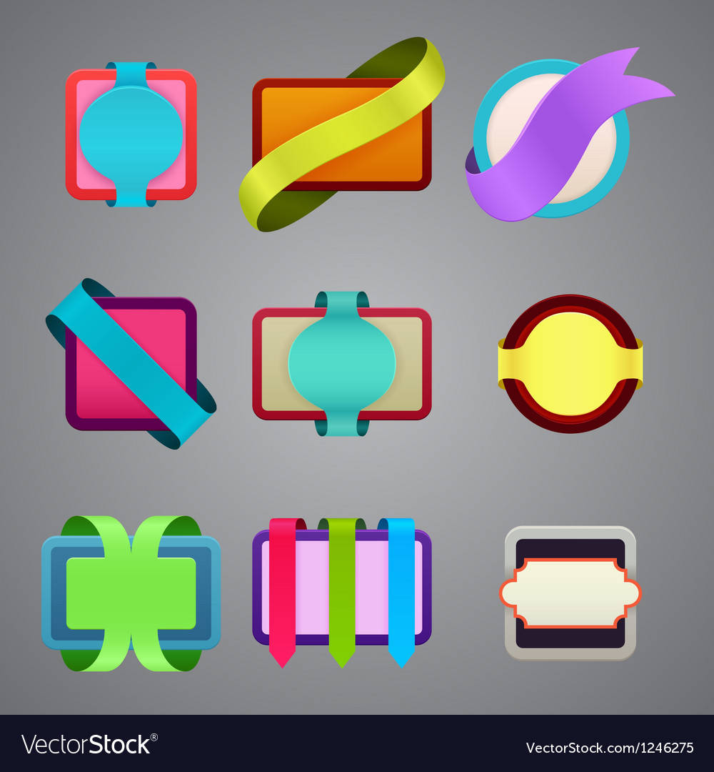 Set of different color ribbon labels