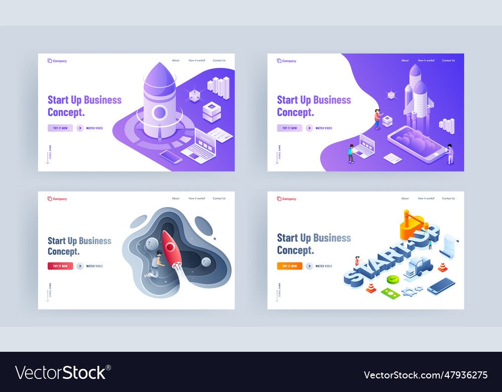 Set of landing page design with different
