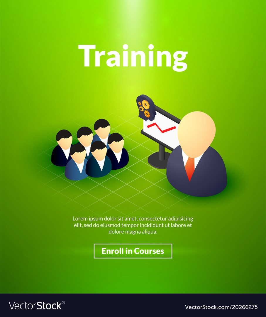 Download Training poster isometric color design Royalty Free Vector