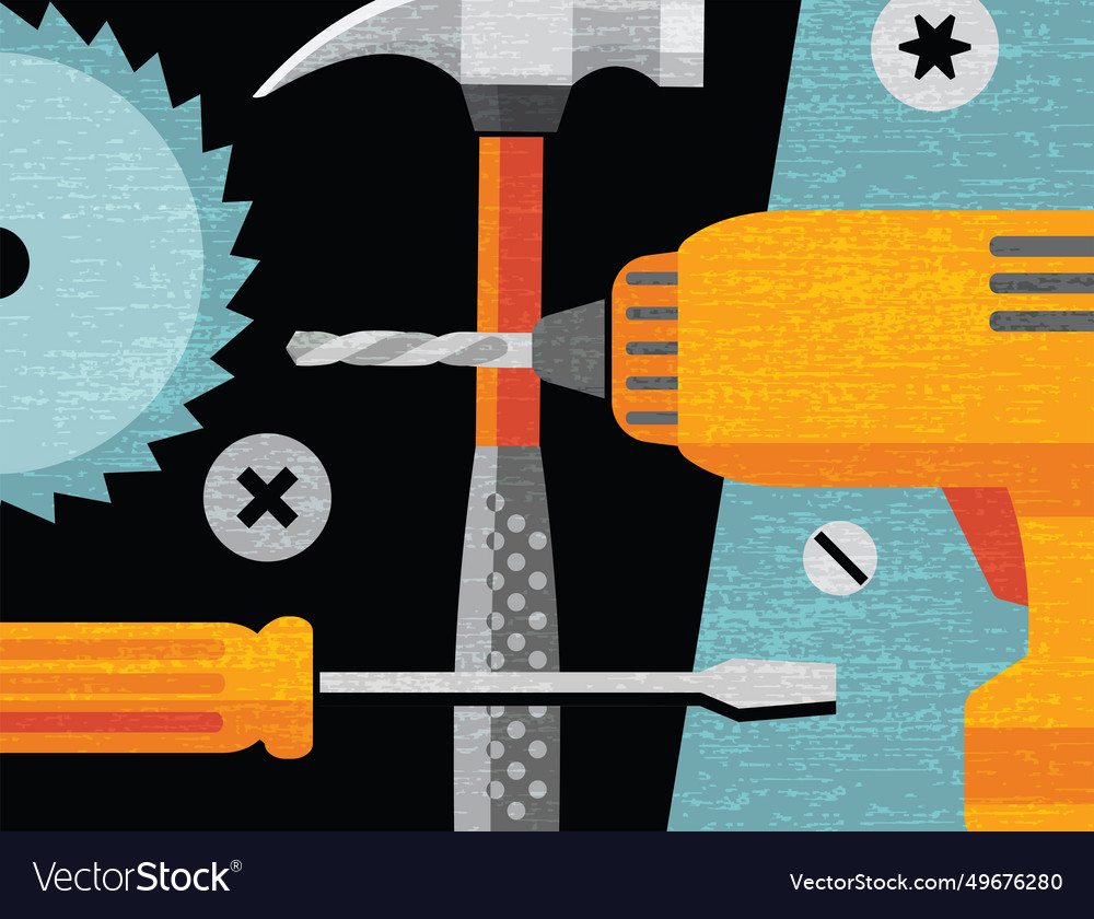 Abstract collage of hand tools and power Vector Image