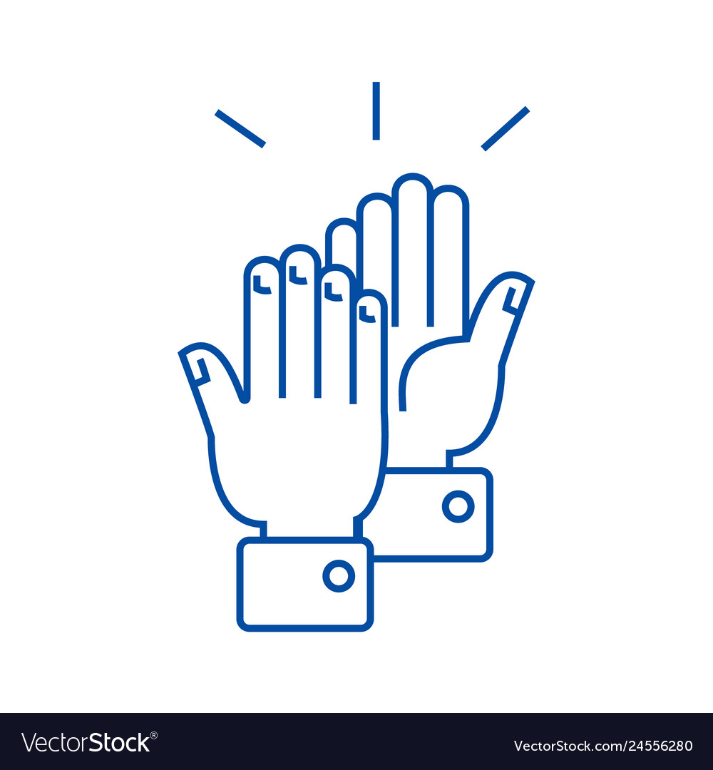 Clapping hands line icon concept