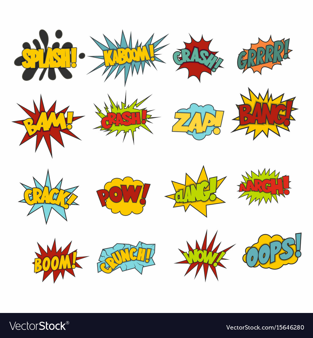 Comic sound effect boobles set Royalty Free Vector Image