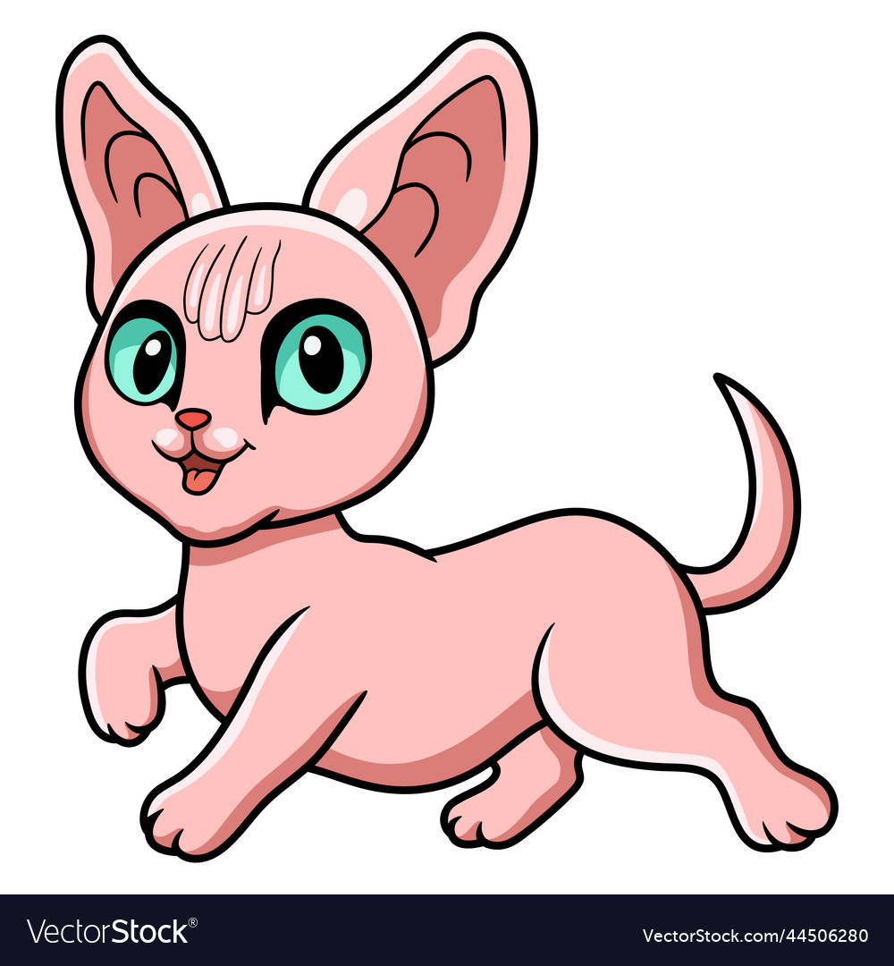 Cute Sphynx Cat Cartoon Walking Royalty Free Vector Image