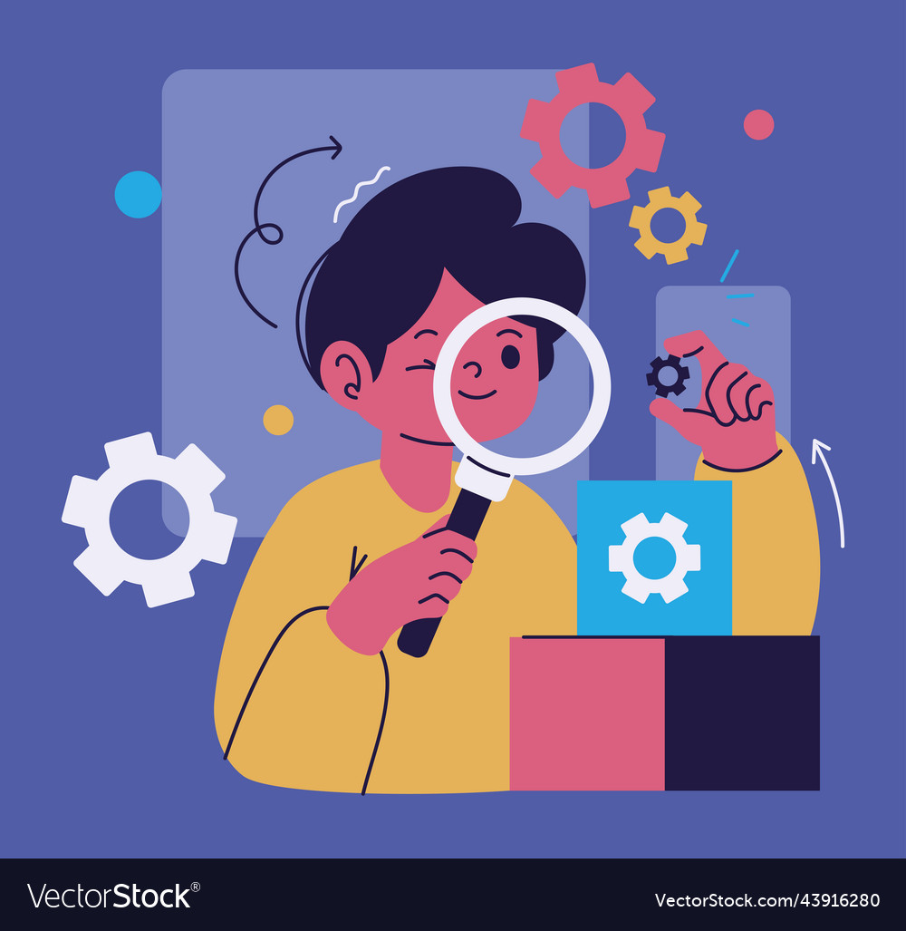 Developer working and analyzing