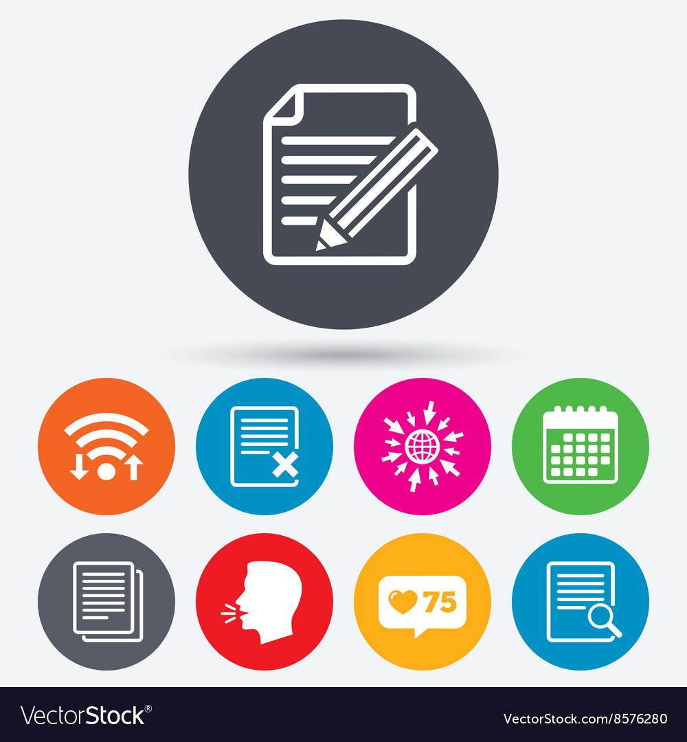 Document icons search delete and edit file