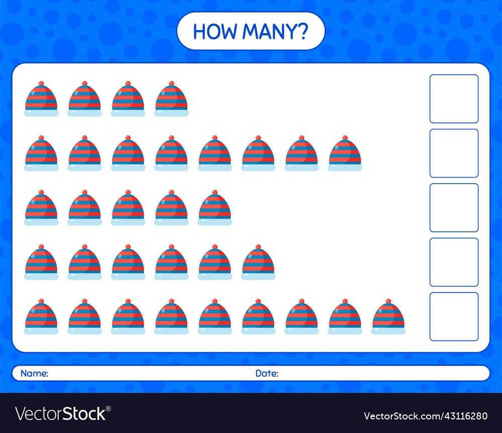 How many counting game with beanie worksheet vector image How many counting game with beanie worksheet