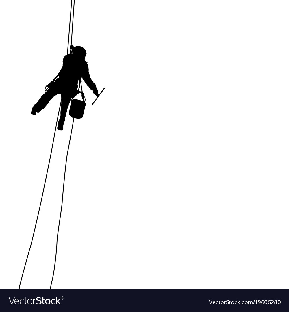 Industrial Climber Cleaning Windows