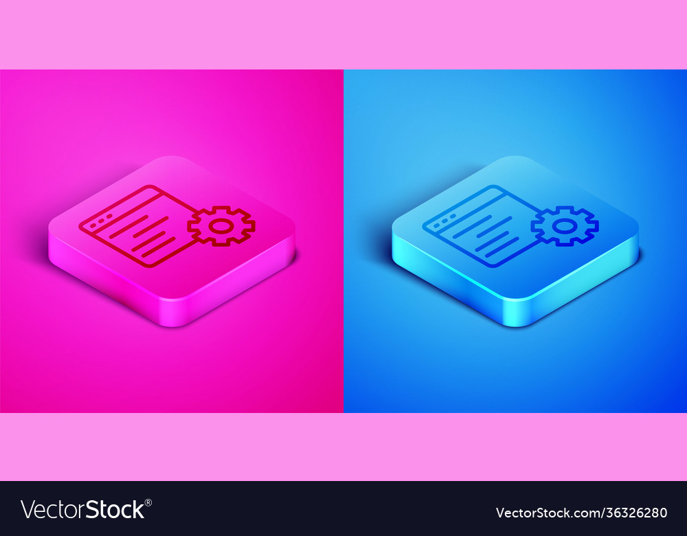 Isometric line computer api interface icon