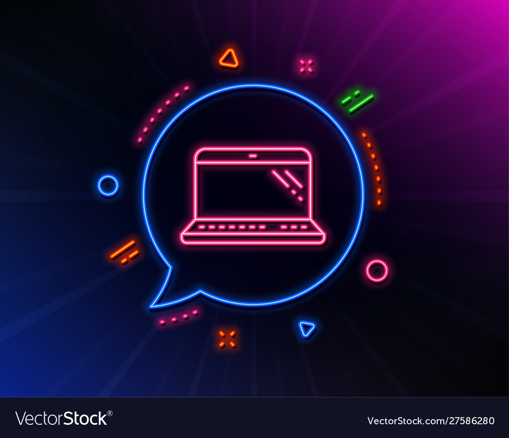 Laptop line icon mobile computer device sign