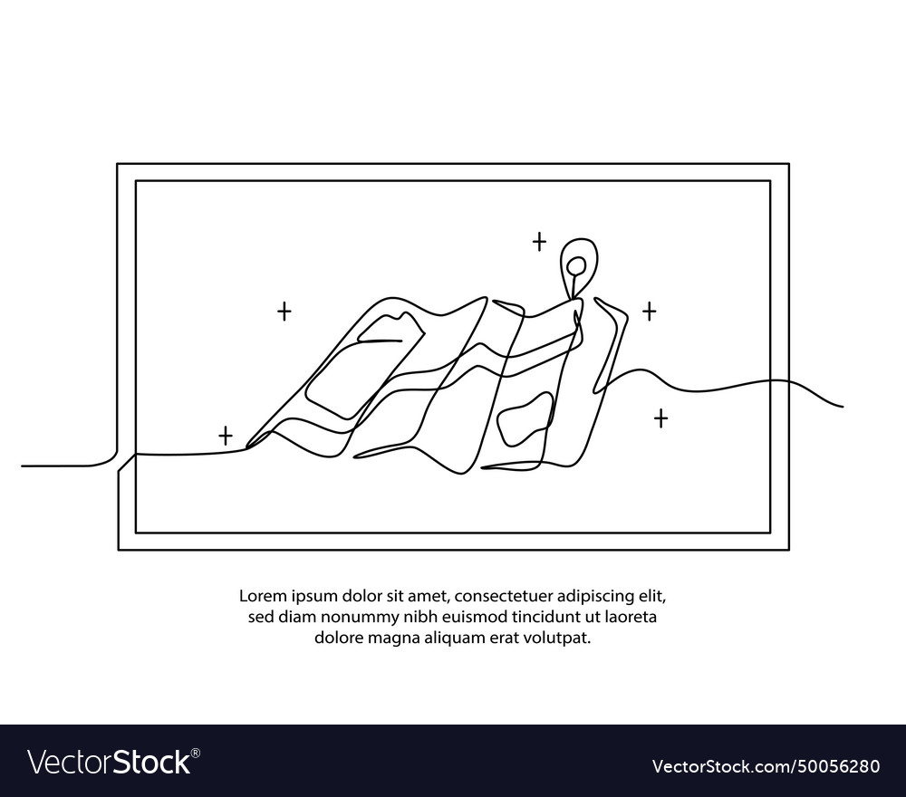 One line poster drawing of map pointer vector image One line poster drawing of map pointer