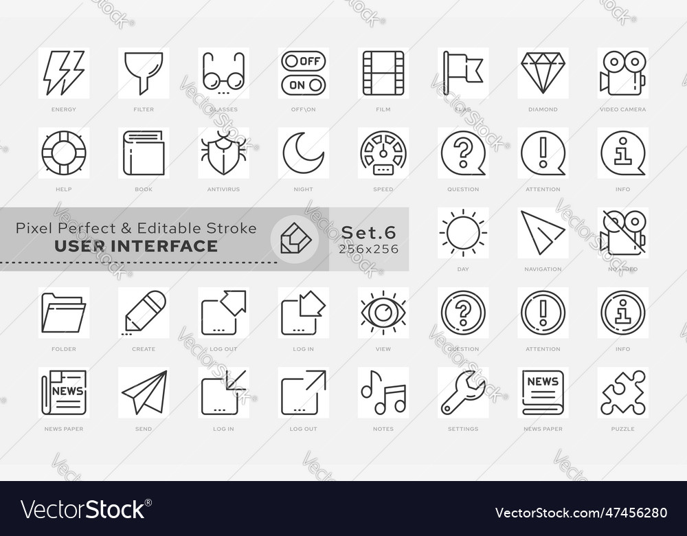 Pack icon user interface 06 vector image Pack icon user interface 06