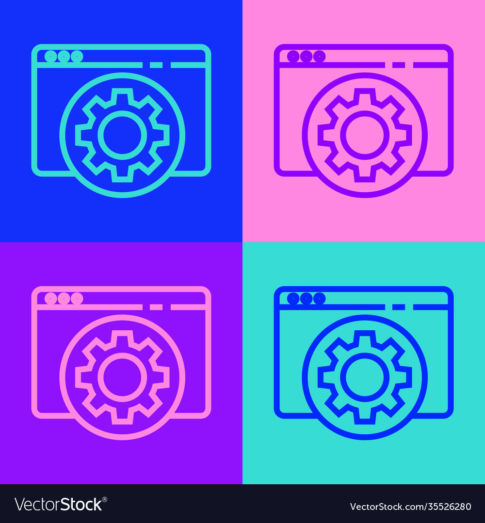 Pop art line browser setting icon isolated Vector Image Pop art line browser setting icon isolated