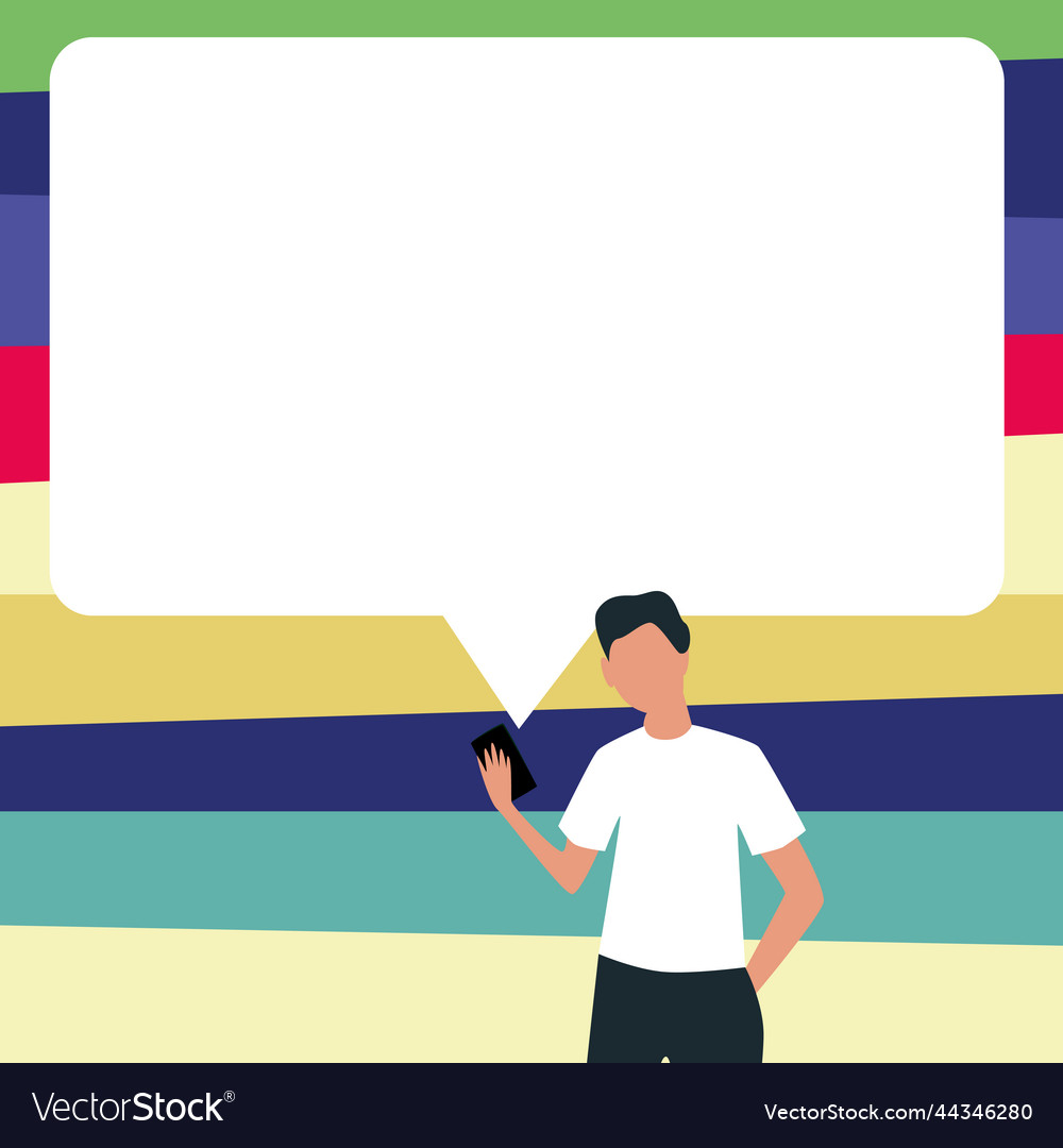 Presenter with conversation bubble showing new