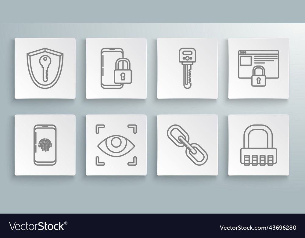 Set line smartphone with fingerprint scanner vector image Set line smartphone with fingerprint scanner