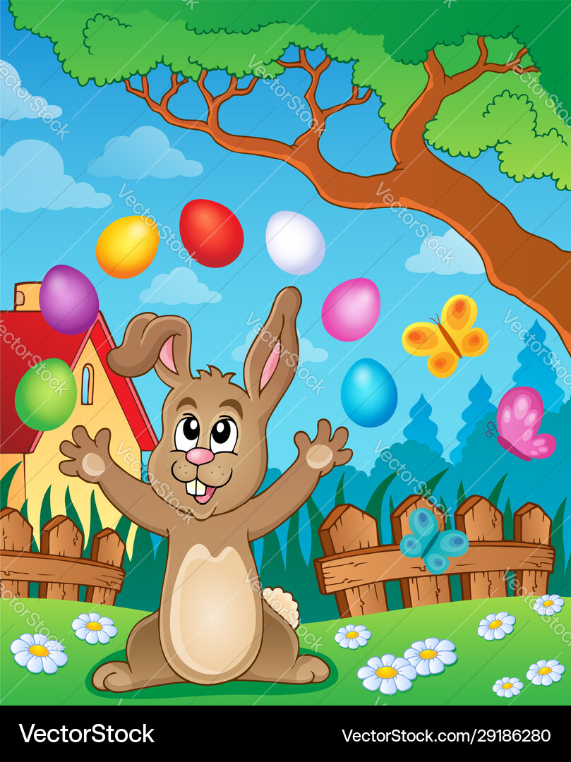 Young bunny with easter eggs theme 4 Royalty Free Vector