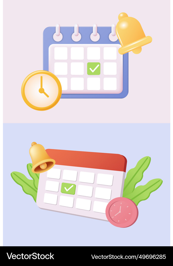 3d calendar icon daily schedule planner Royalty Free Vector