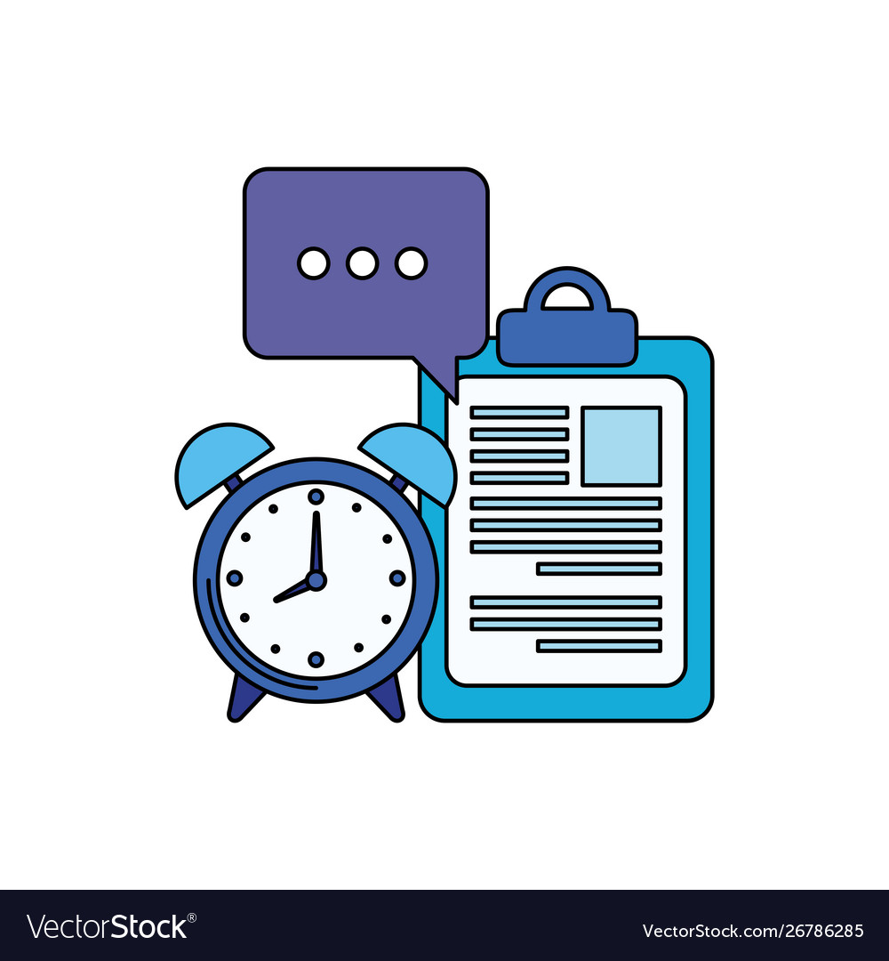 Alarm clock with checklist icon vector image Alarm clock with checklist icon