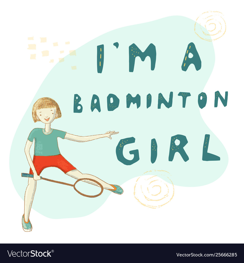 Badminton inspiration phrase lettering character Vector Image