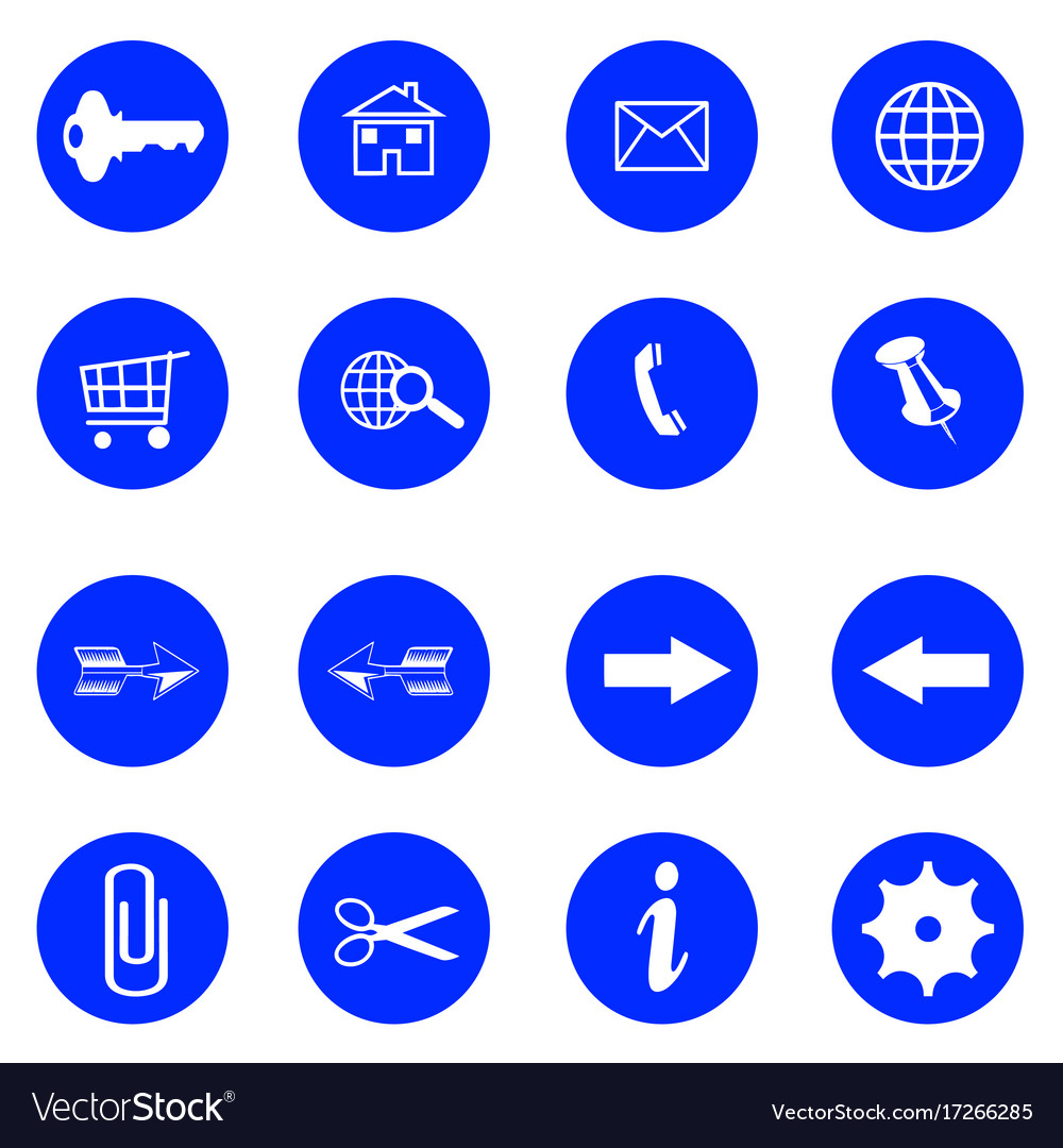 Blue flat buttons with internet icons