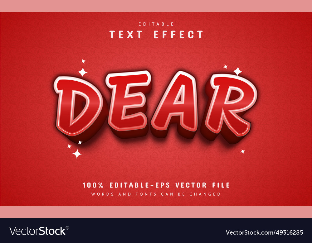 Dear text effect with red gradient