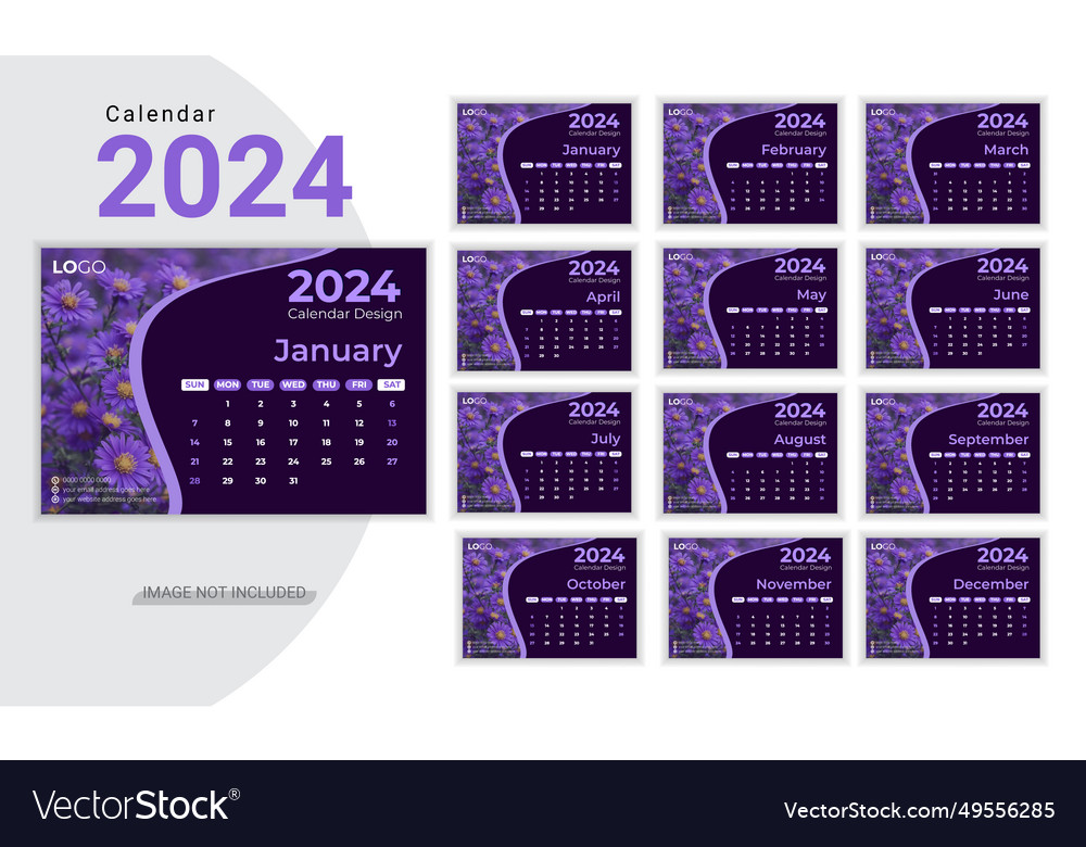 Desk Calendar Design Template 2024 Royalty Free Vector Image