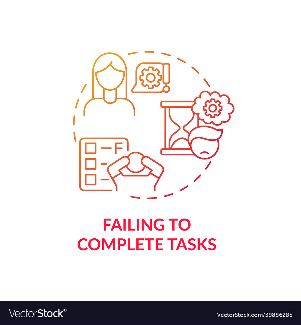 Failing to complete tasks concept icon