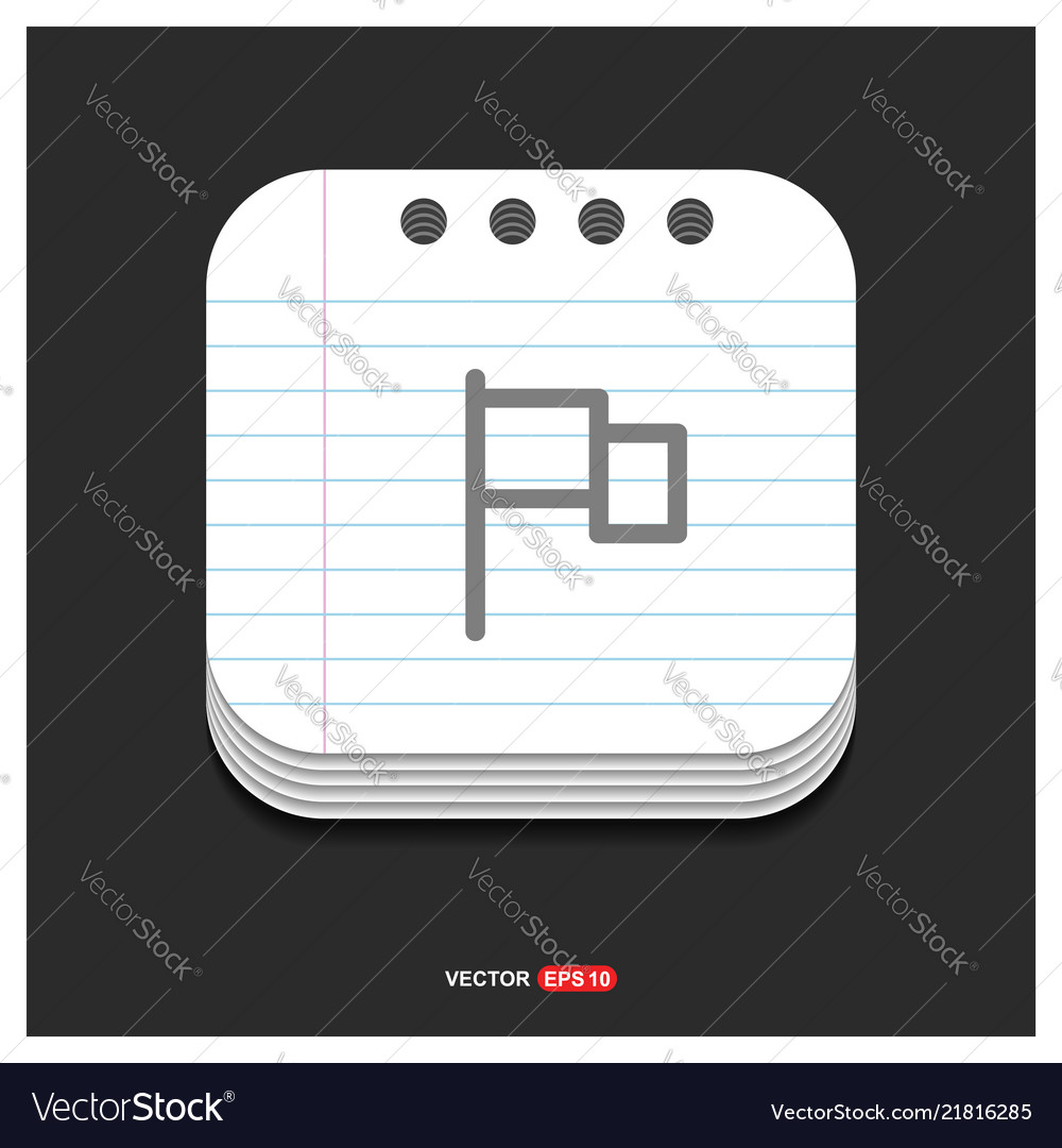 Flag mark icon gray on notepad style
