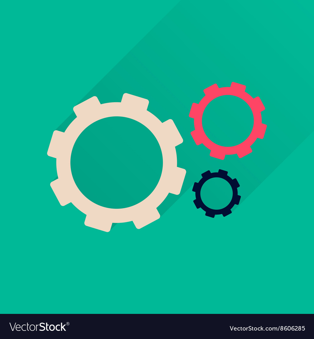 Flat icon with long shadow gears cogs