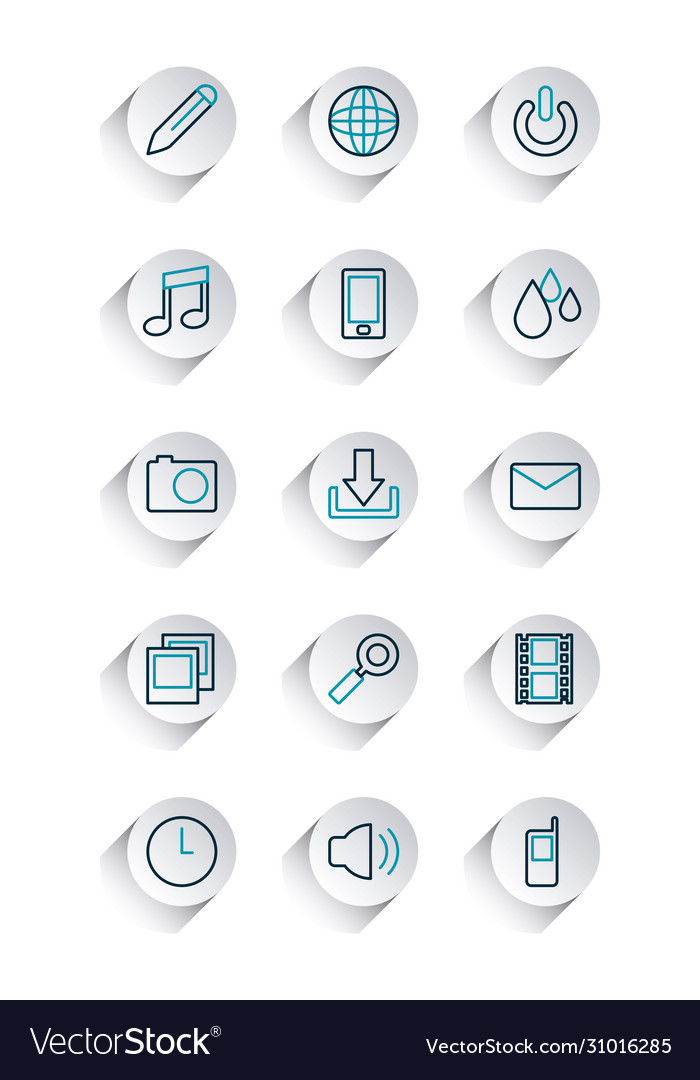 Global sphere and smartphone app buttons icon set