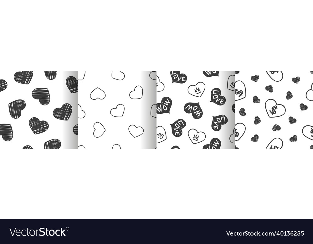 Heart pattern trendy hand-drawn doodle seamless