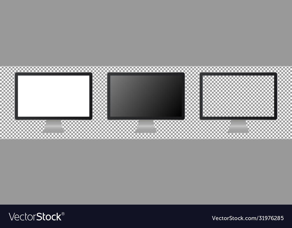 Realistic desktop computer mockup set vector image Realistic desktop computer mockup set
