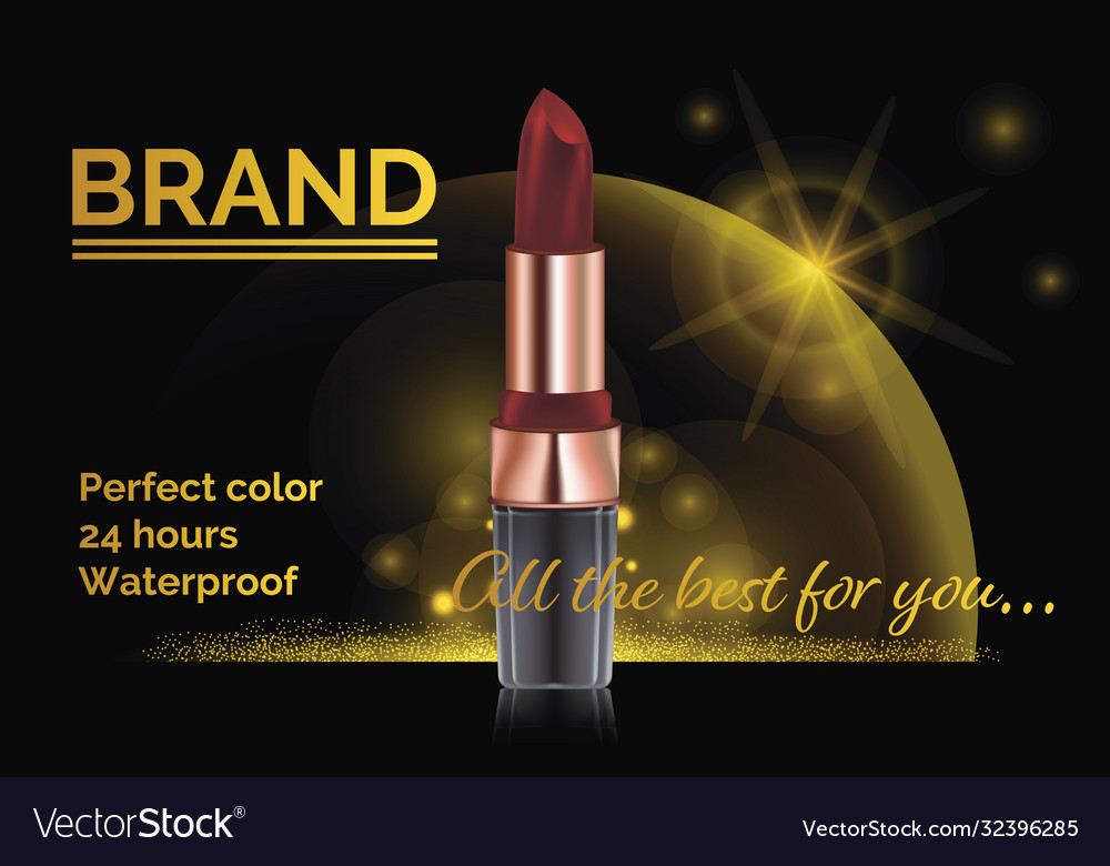 Realistic detailed 3d cosmetic lipstick ads banner