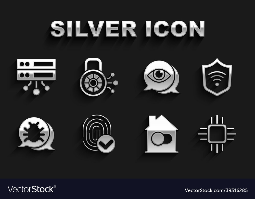 Set fingerprint shield with wifi wireless vector image Set fingerprint shield with wifi wireless