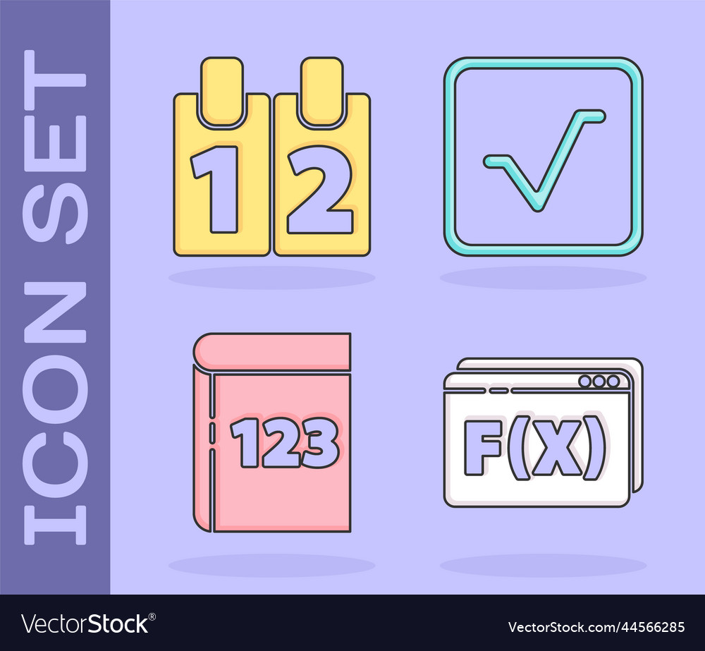 Set function mathematical symbol calendar book vector image Set function mathematical symbol calendar book