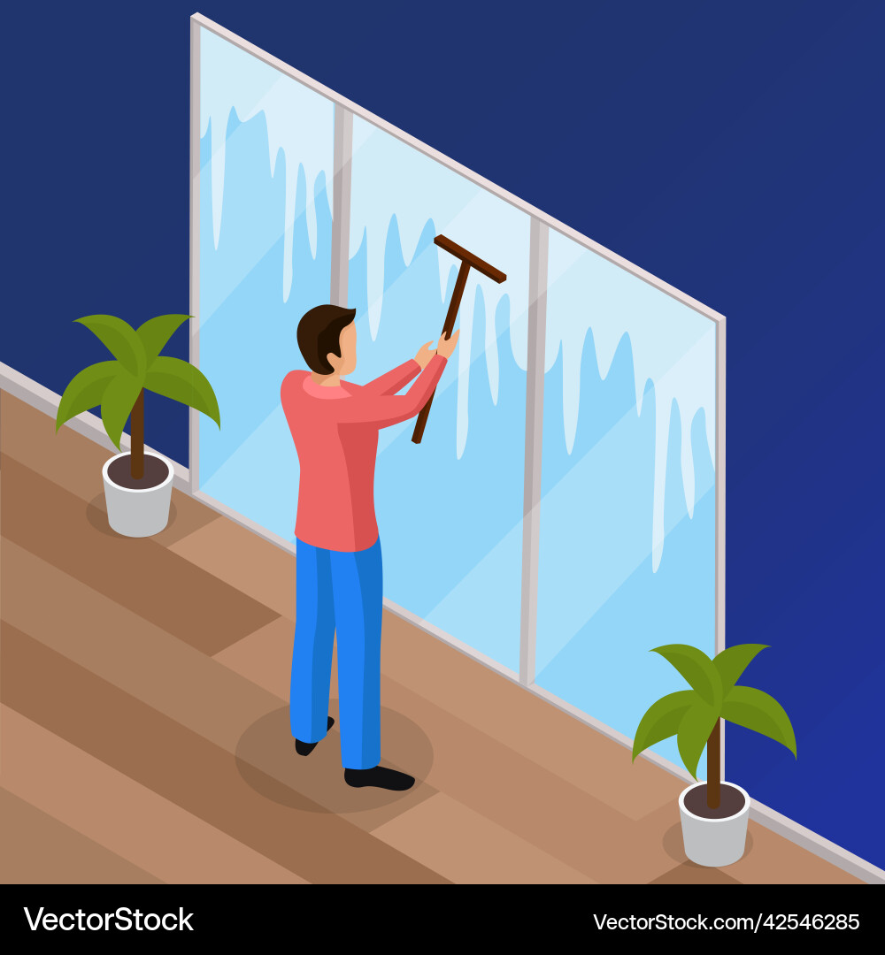 Spring cleaning isometric background Royalty Free Vector