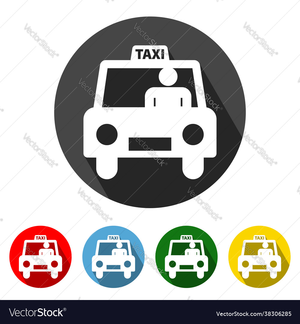 Taxi flat icon long shadow vector image Taxi flat icon long shadow