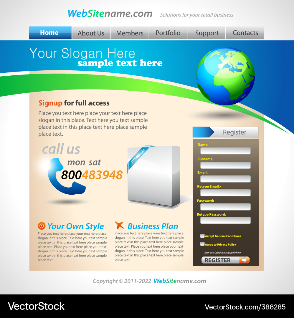 Website template Royalty Free Vector Image - VectorStock