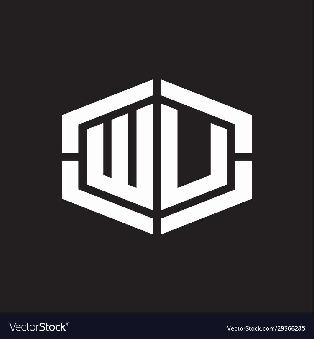 Wu logo monogram with hexagon shape and piece