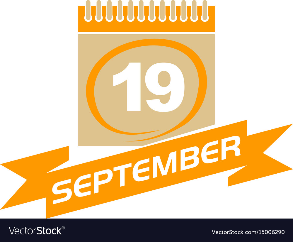 19 september calendar with ribbon Royalty Free Vector Image