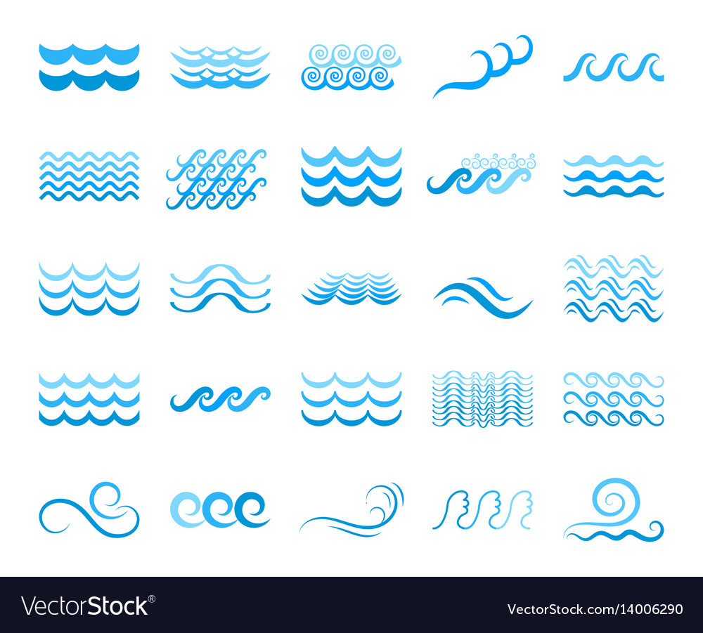 Blue Water Wave Symbols & Icons