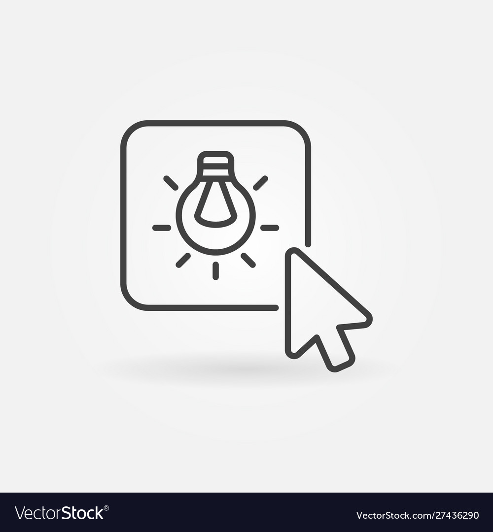 Click on smart light bulb button linear vector image Click on smart light bulb button linear